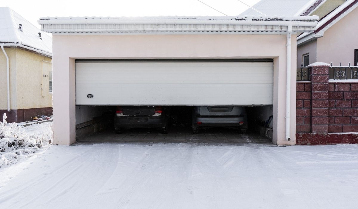 Exterior of a garage attached to a house