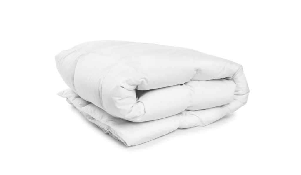 Folded clean blanket on white background