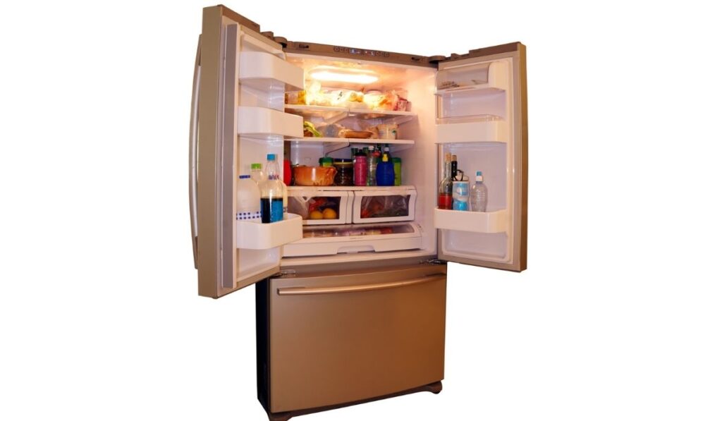 Modern refrigerator with food