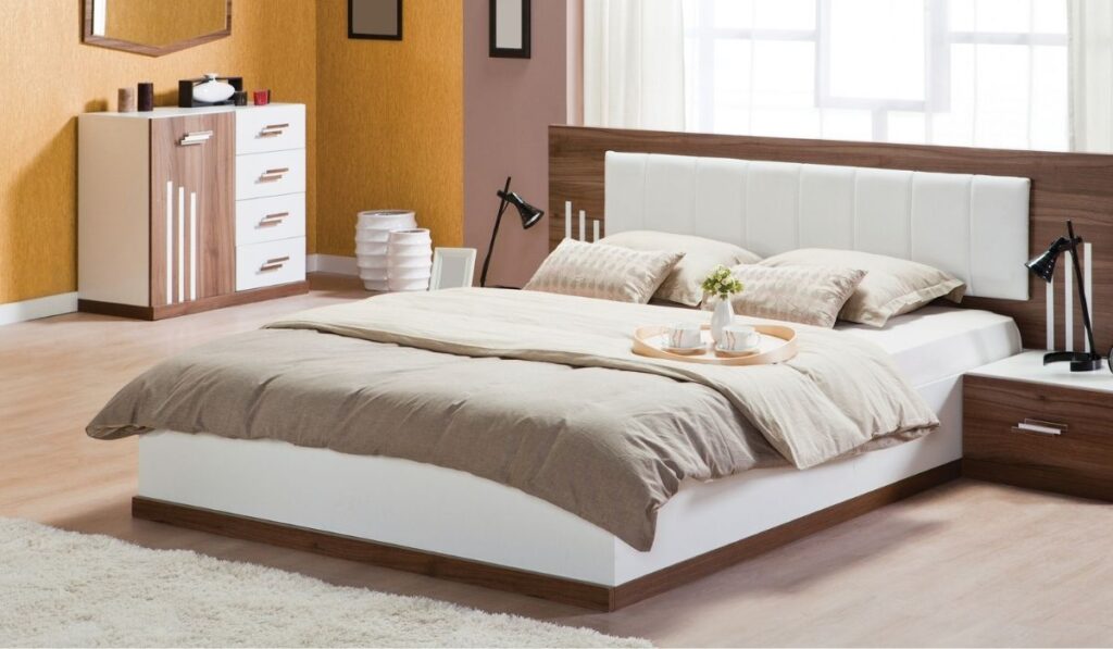 Bedroom interior with double bed