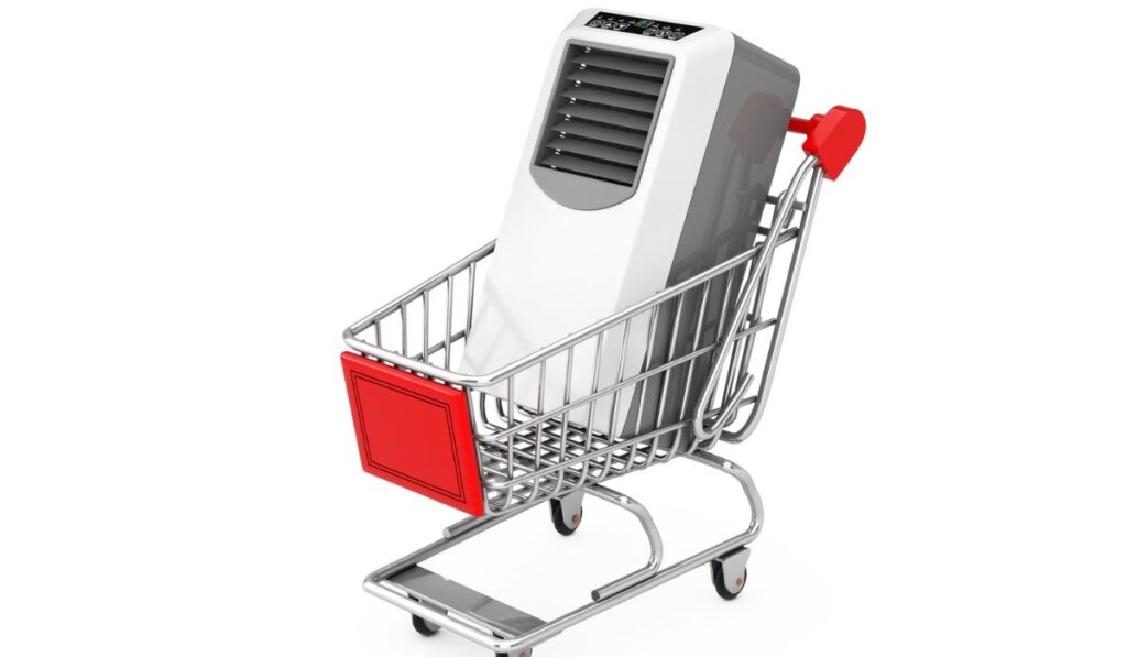 Portable Mobile Room Air Conditioner in Shopping Cart