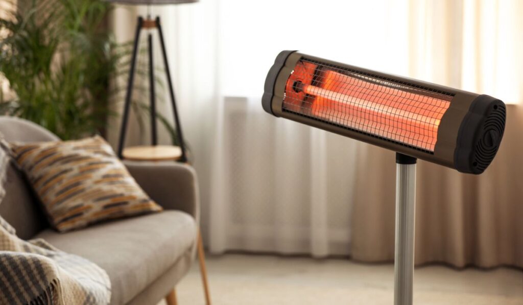 Modern electric infrared heater at home 